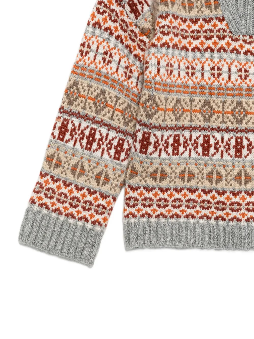 Bonton Leonard Fair Isle trui met halve rits Grijs