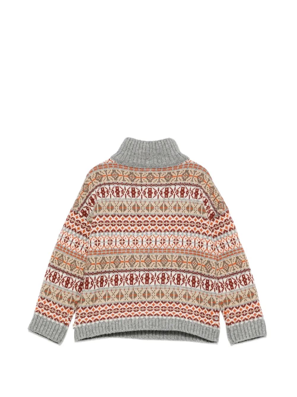Bonton Leonard Fair Isle trui met halve rits Grijs