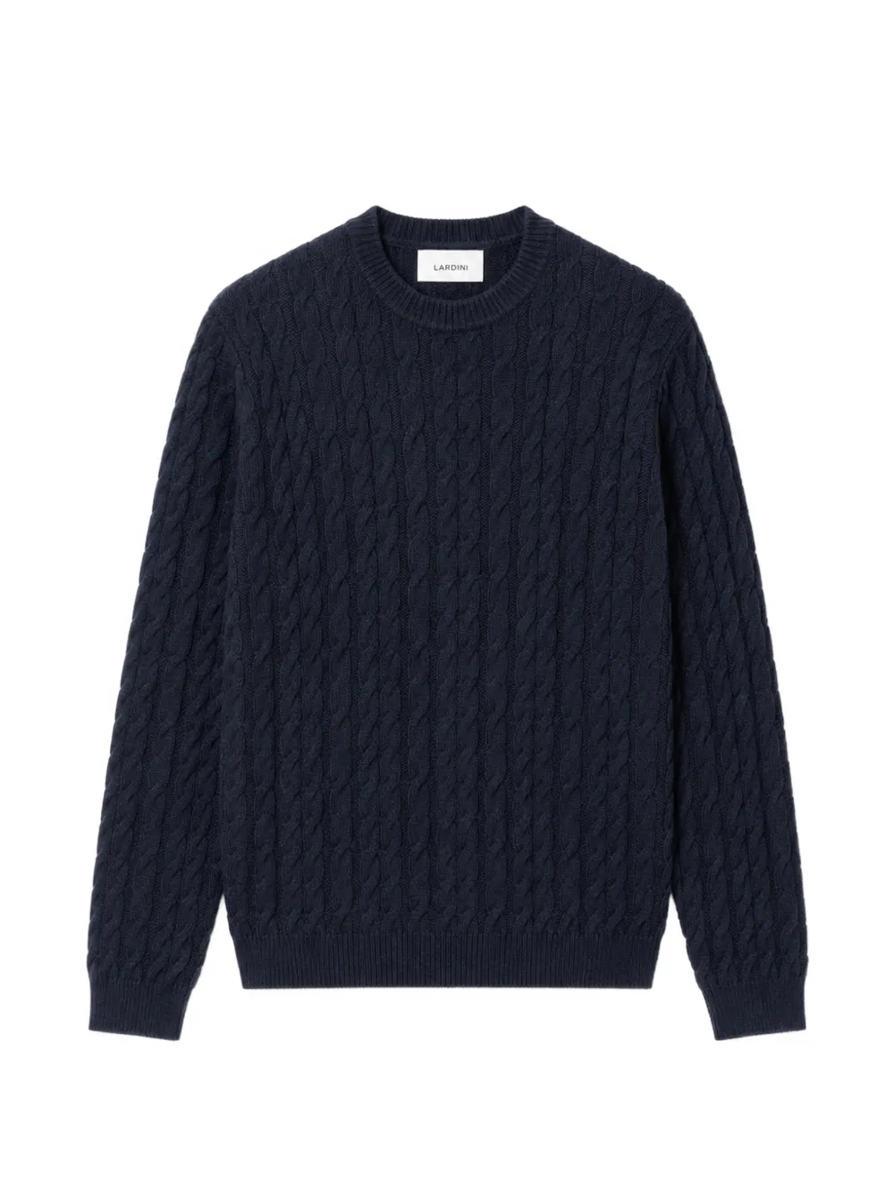 Lardini cable-knit crew-neck wool sweater Blauw