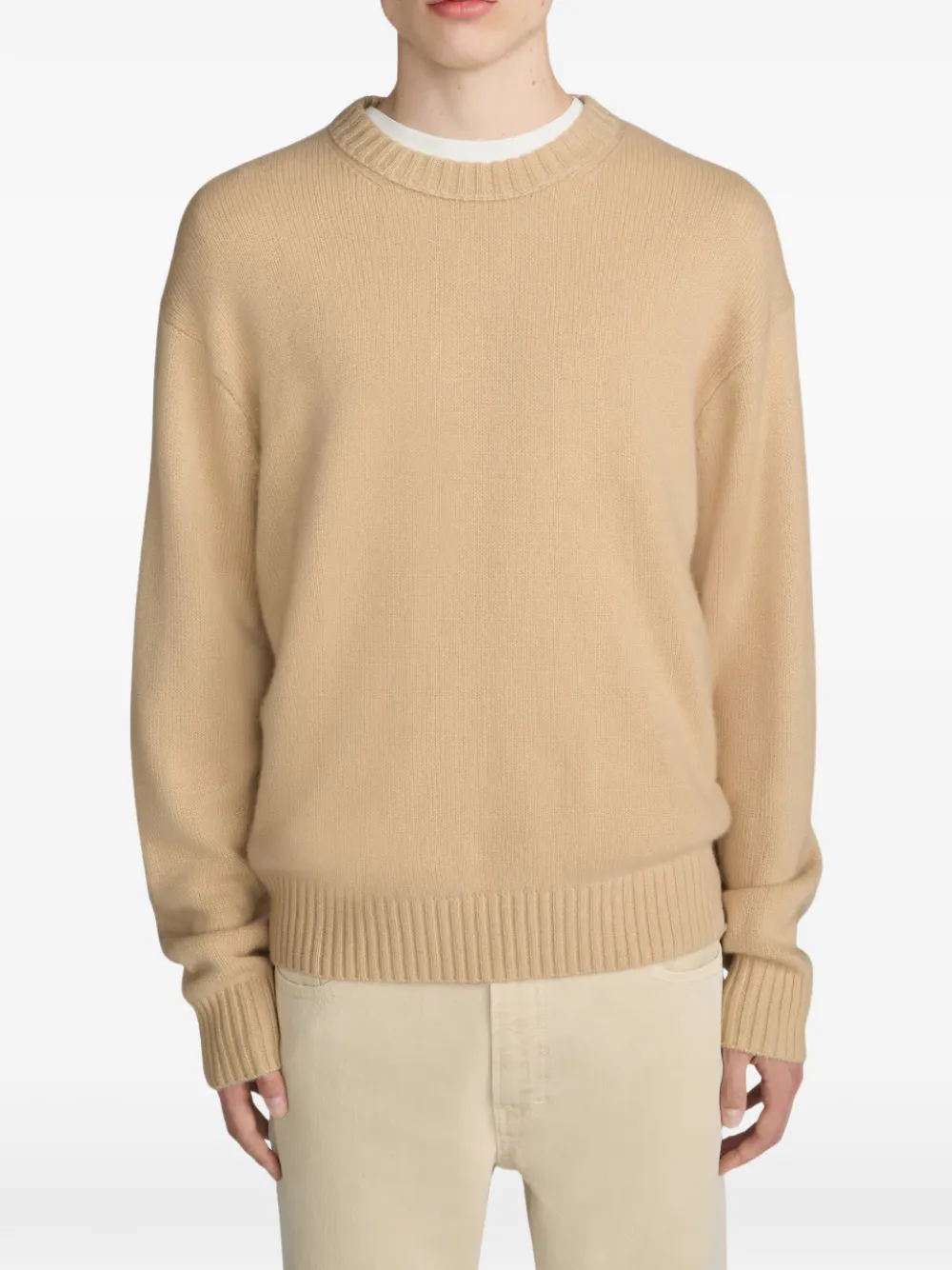 FRAME crew-neck dropped-shoulder sweater Beige
