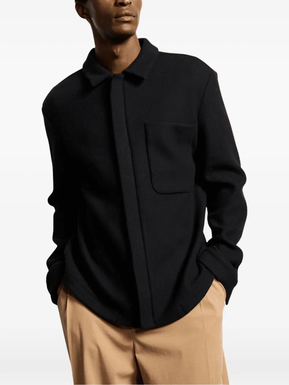 KIEFERMANN chest-pocket wool shirt jacket - Noir