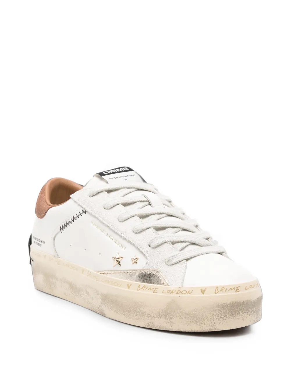 Crime London star-patch distressed sneakers Wit