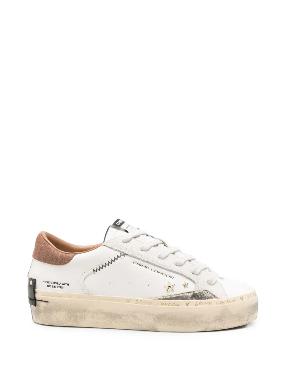 Crime London star-patch distressed sneakers Wit