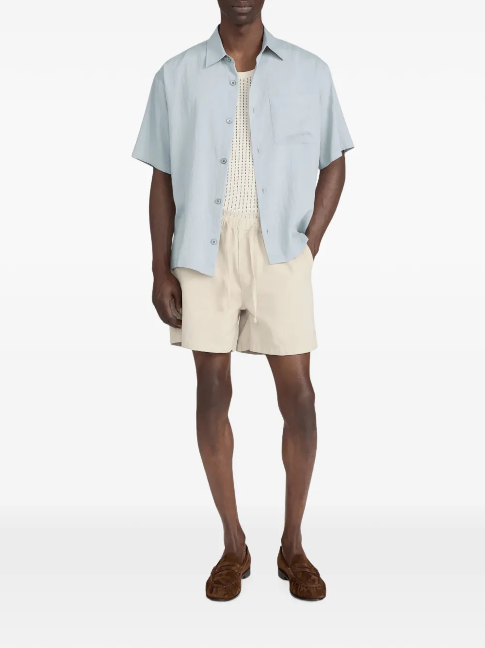 FRAME short-sleeved chest-pocket shirt Grijs