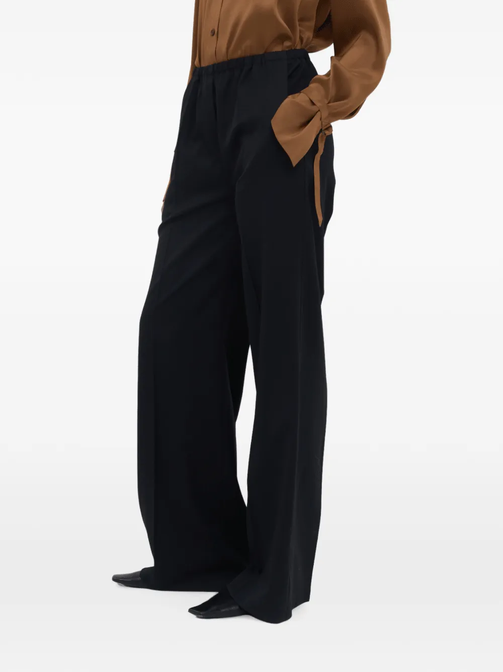 Christian Wijnants Pune Elasticated-waist Wide-leg Trousers In 블랙