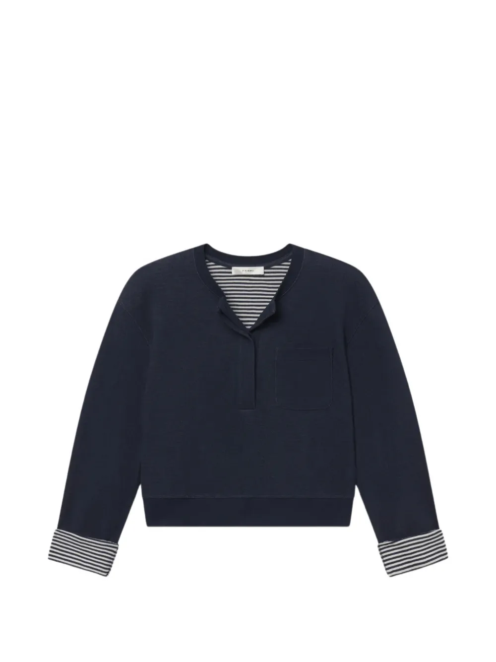 FRAME The Stripe Cuff henley-neck chest-pocket sweatshirt - Blu