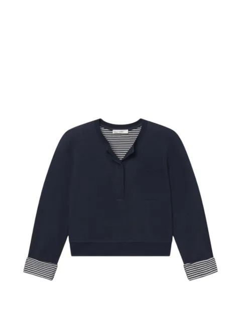 FRAME The Stripe Cuff henley-neck chest-pocket sweatshirt