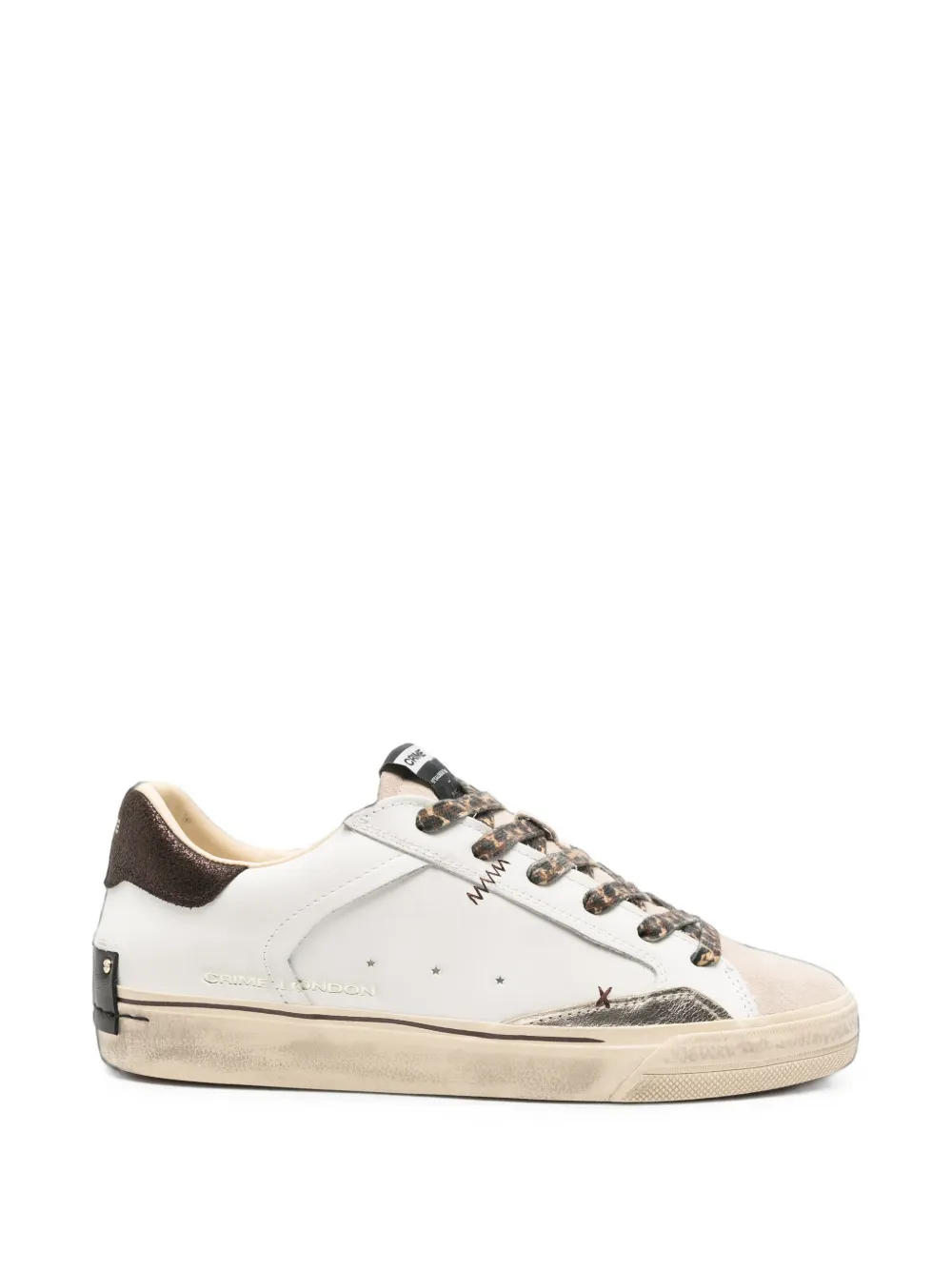 Crime London Deconstructed distressed-effect leopard-print sneakers Wit