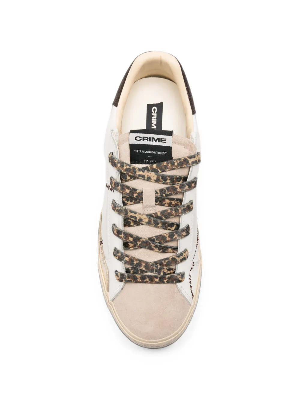 Crime London Deconstructed distressed-effect leopard-print sneakers Wit