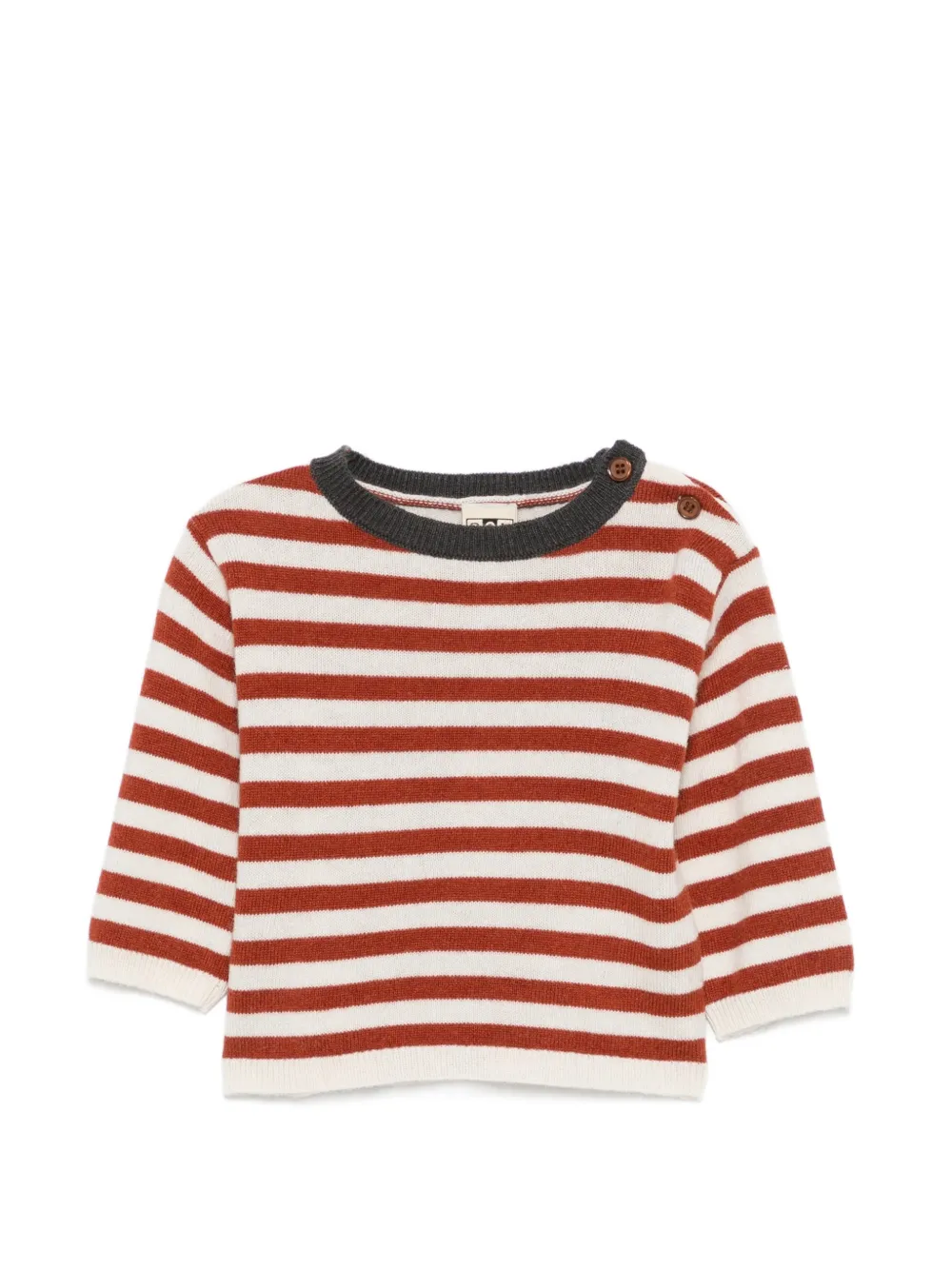 Bonton striped button-fastening sweater - Rosso