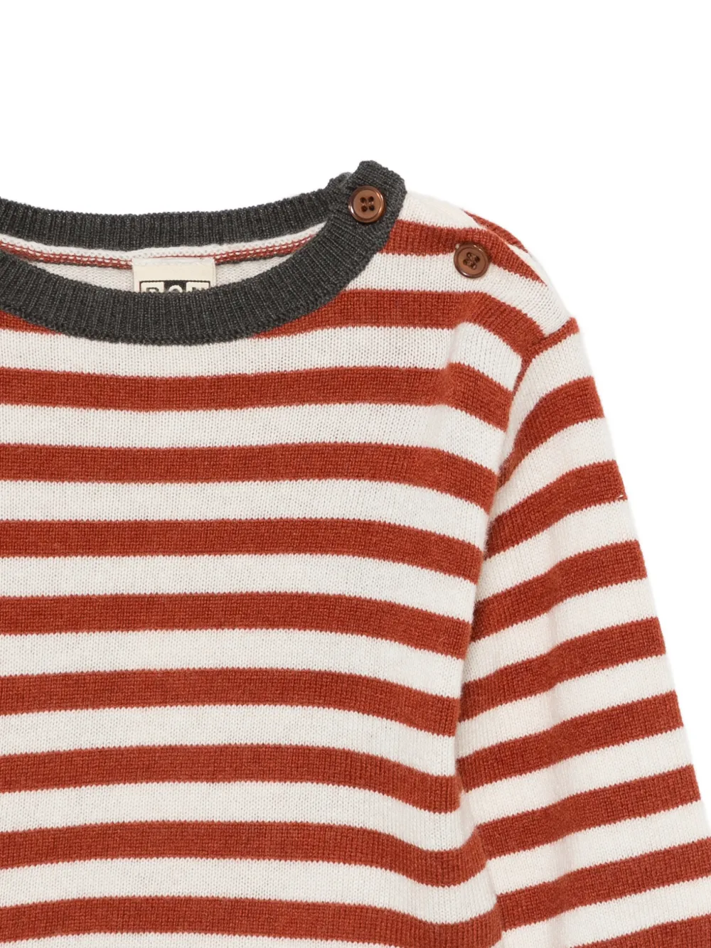 Bonton Gestreepte trui met knoopsluiting Rood