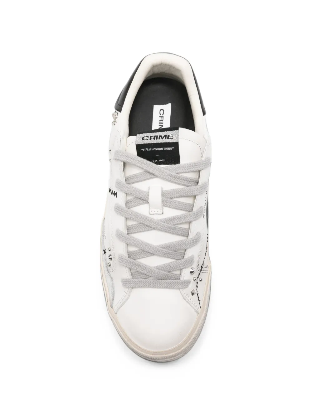 Crime London Deconstructed stud-embellished leather sneakers Wit