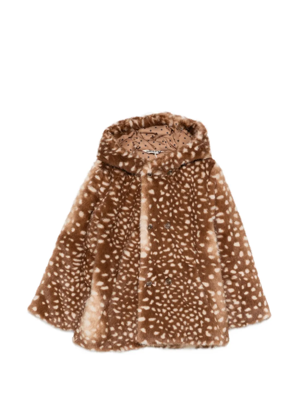 Bonton Poppy fawn-print hooded coat - Marrone