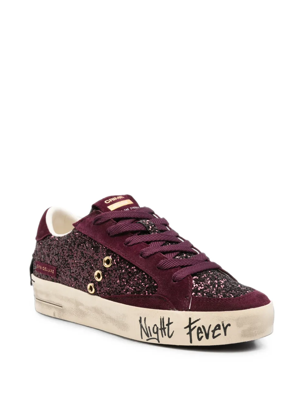 Crime London SK8 Deluxe glitter-embellished suede sneakers Paars