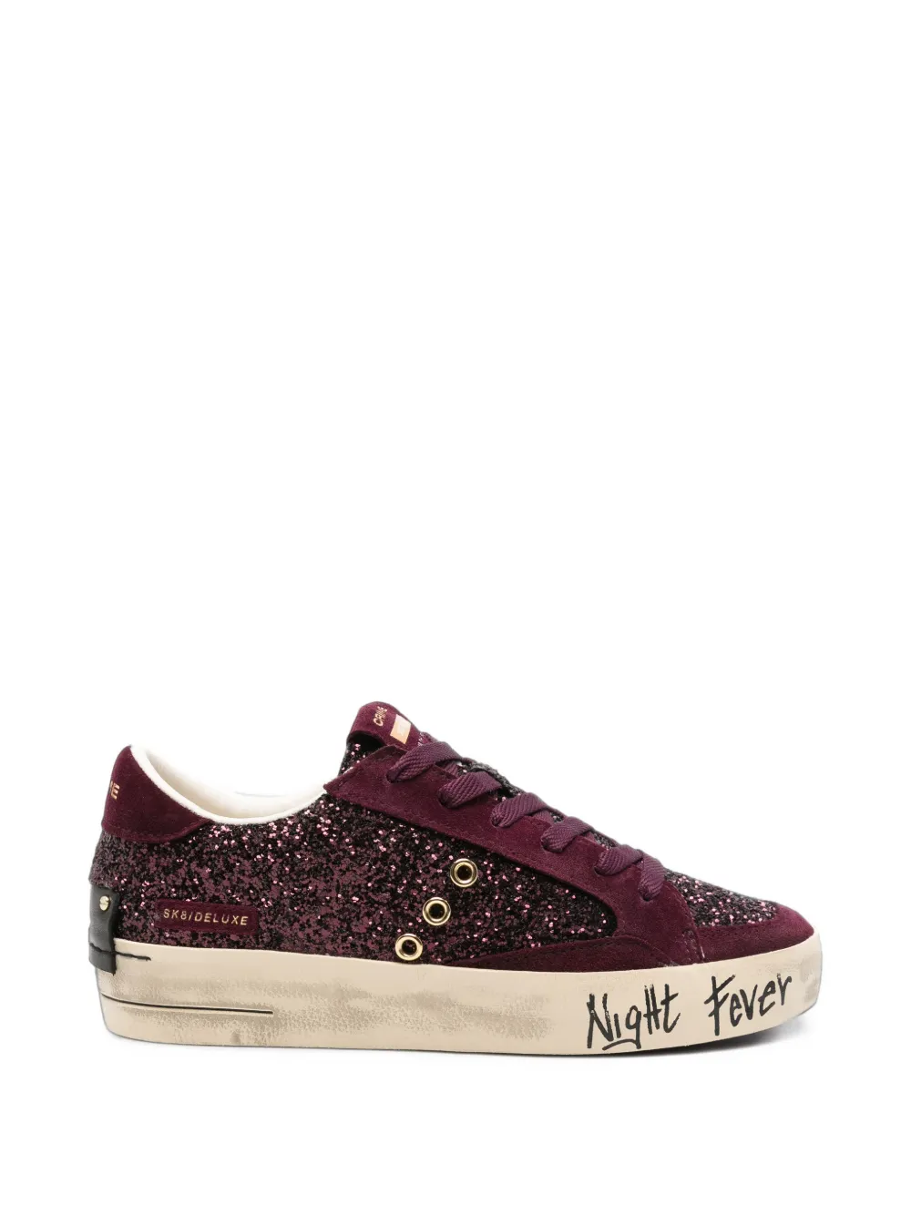 Crime London SK8 Deluxe glitter-embellished suede sneakers Paars