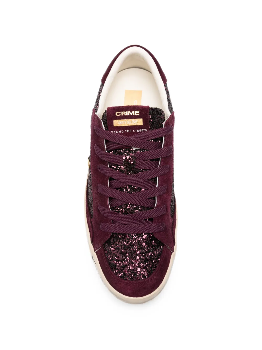 Crime London SK8 Deluxe glitter-embellished suede sneakers Paars