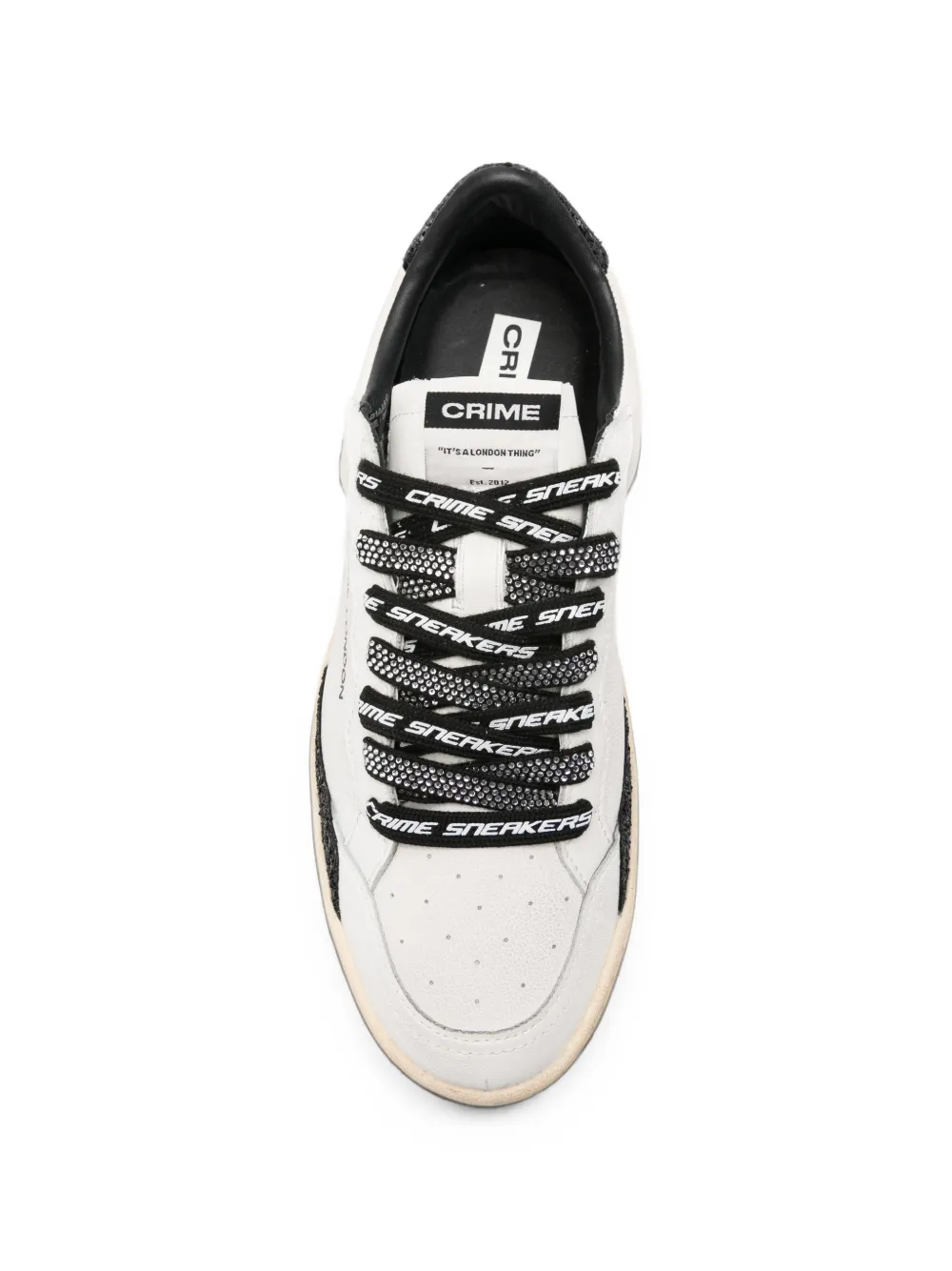 Crime London Chelsea glitter-detail leather sneakers Wit
