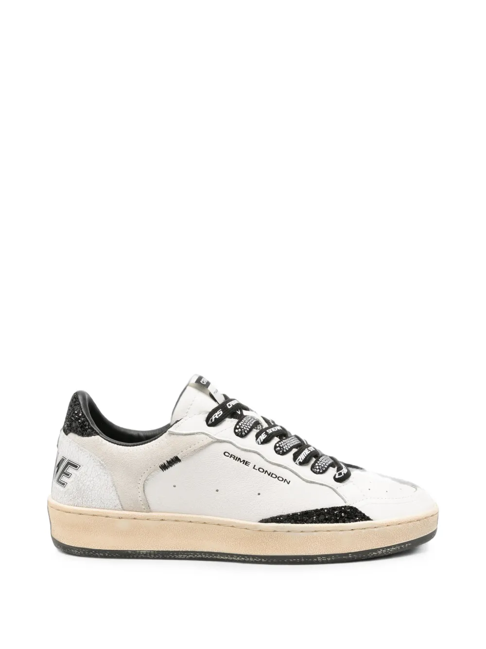 Crime London Chelsea glitter-detail leather sneakers Wit