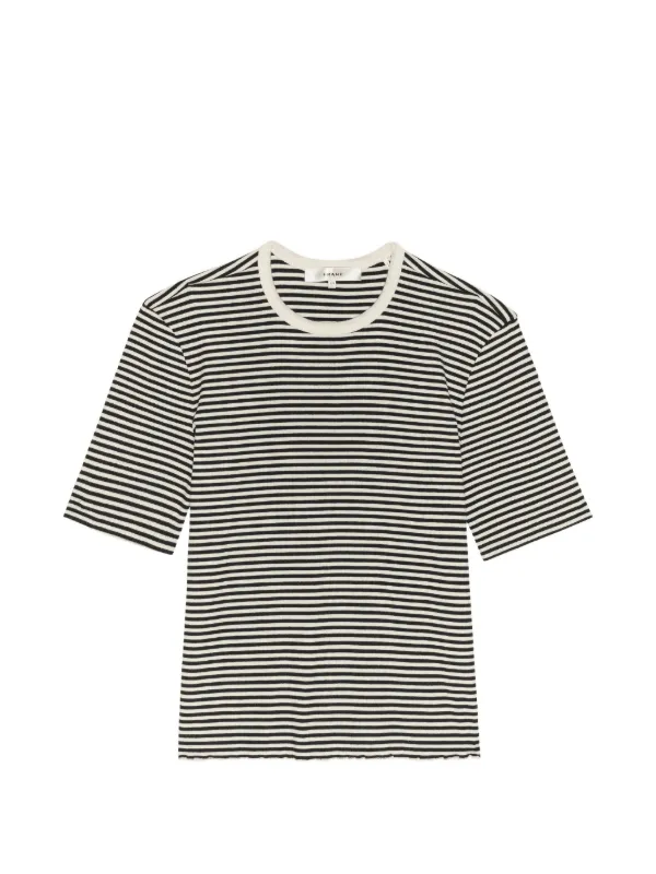 Frame Striped Ribbed T-shirt in White