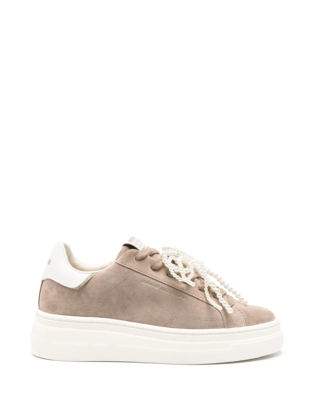 Crime London New Elevate pearl-embellished suede sneakers