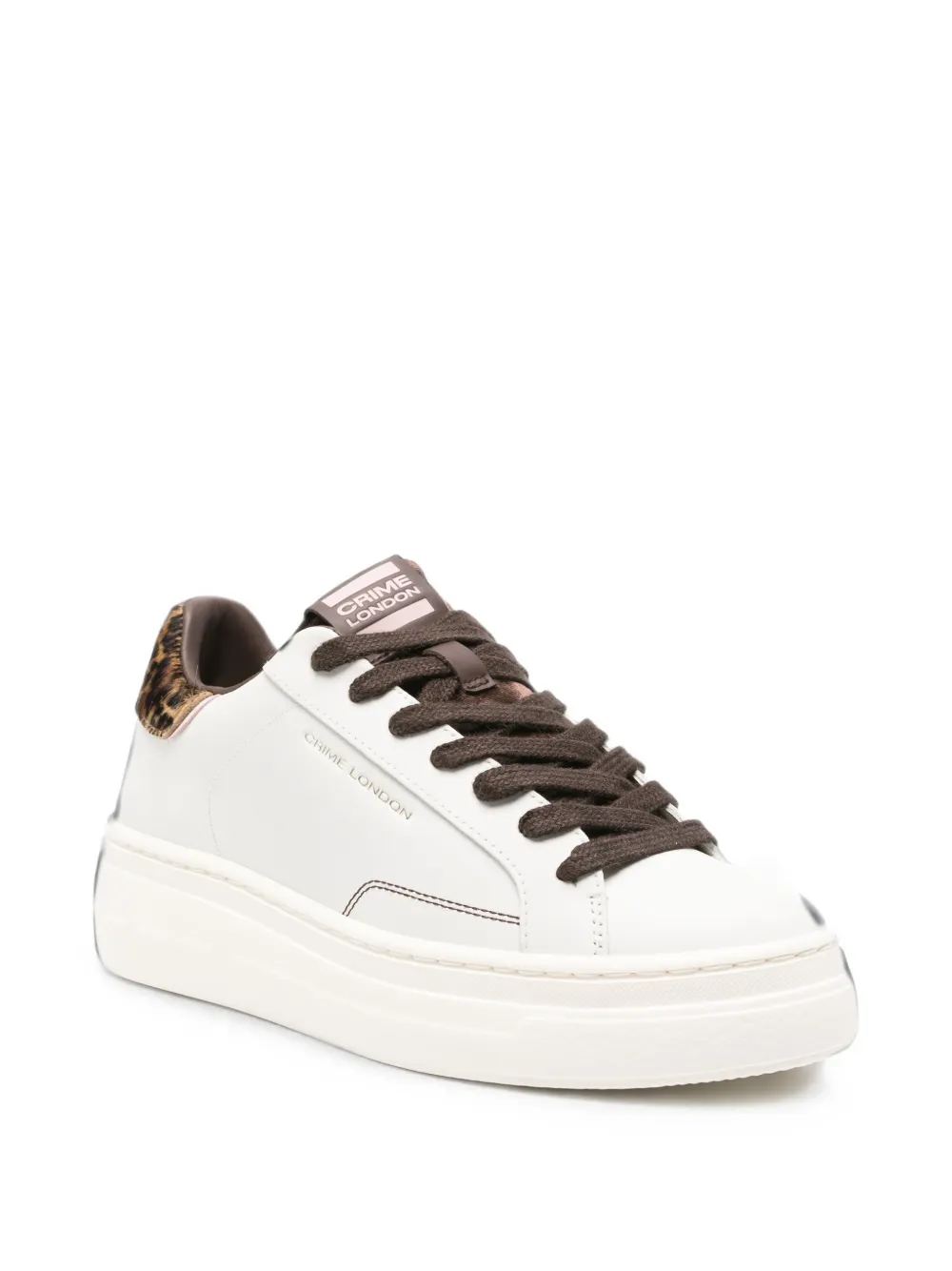 Crime London New Elevate leopard-print leather sneakers Wit