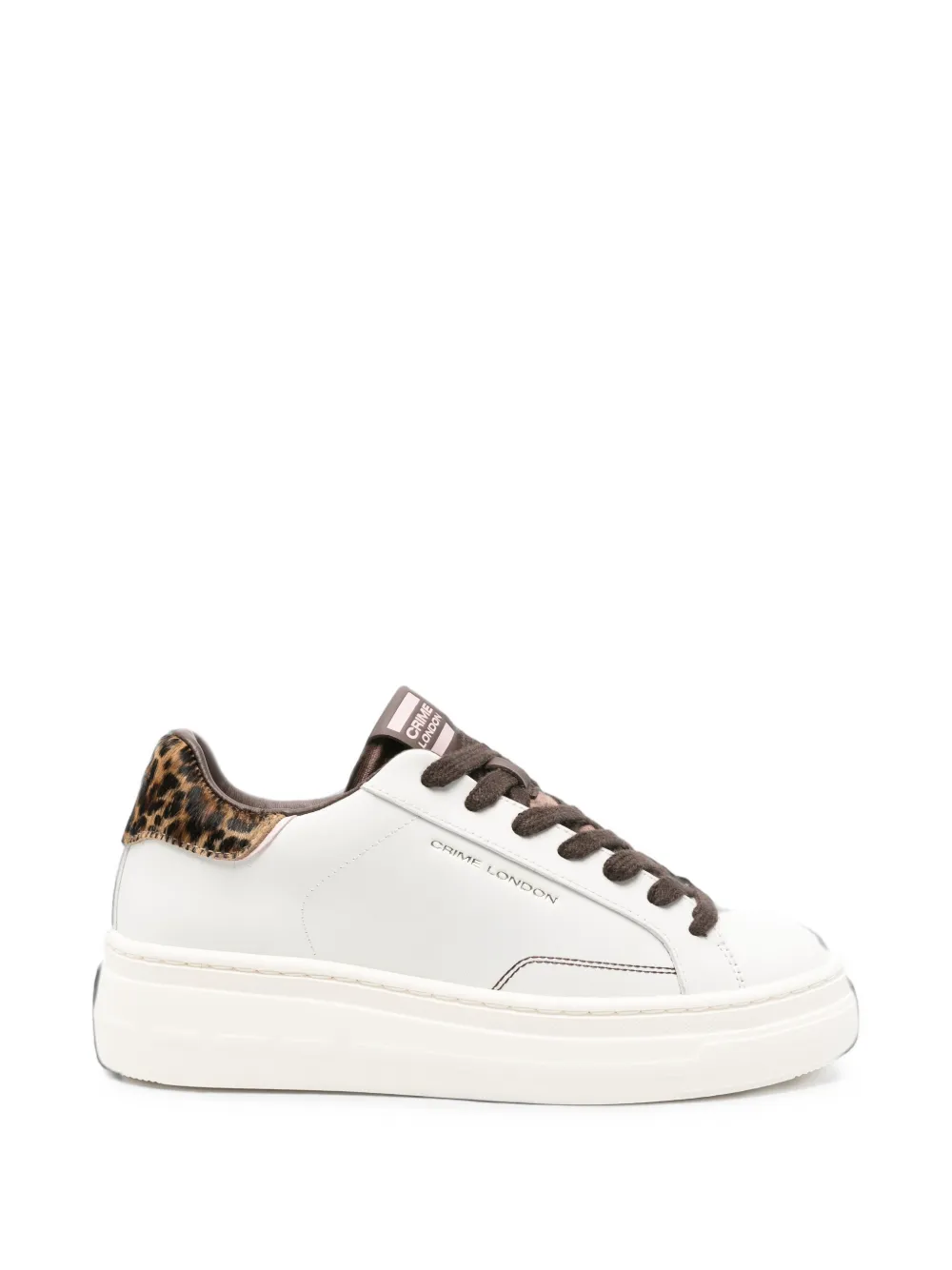 Crime London New Elevate leopard-print leather sneakers Wit