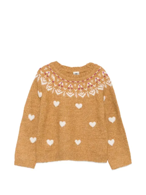 Bonton heart-intarsia Fair Isle sweater