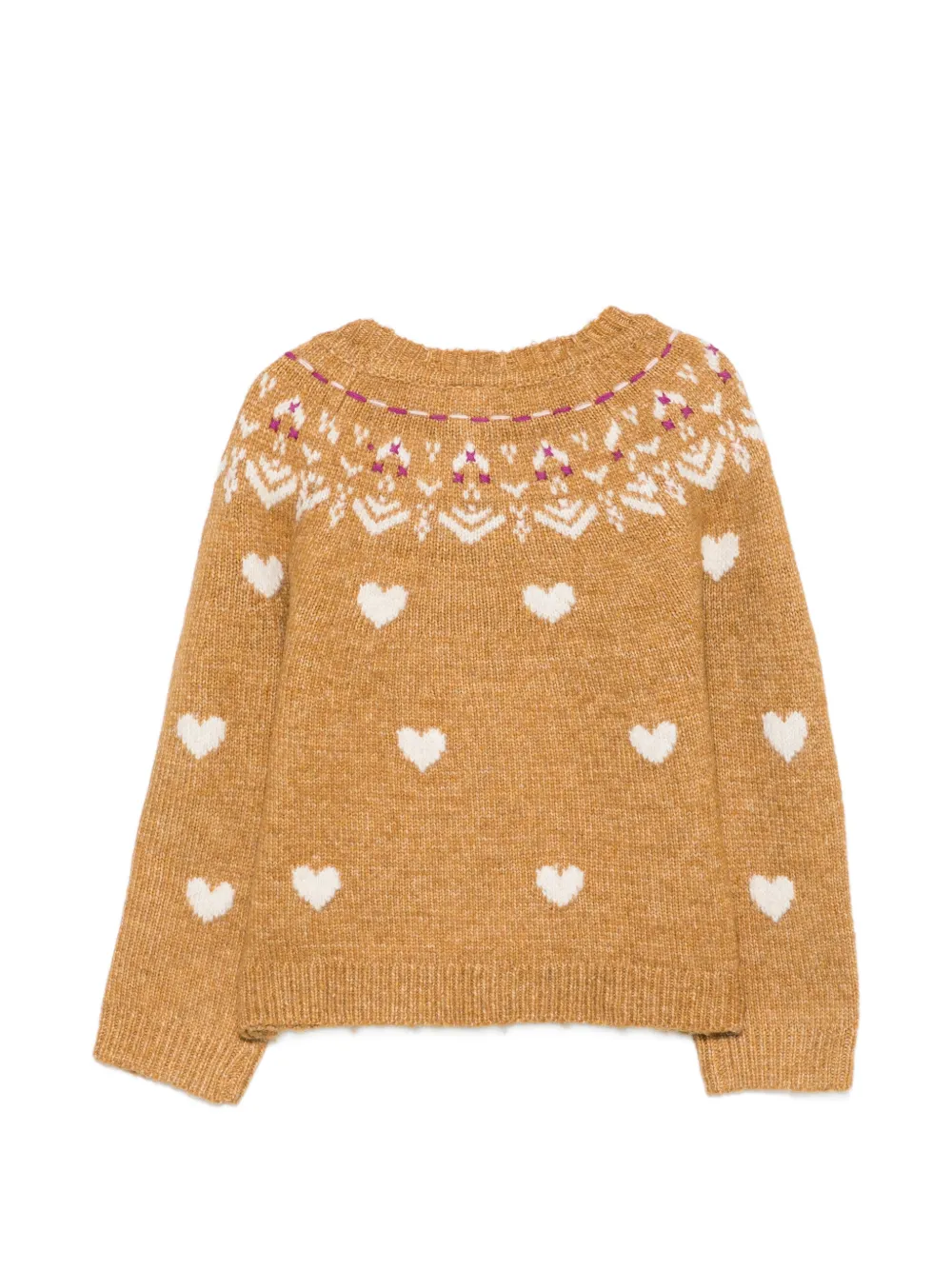 Bonton Fair Isle trui met hart-intarsia Beige