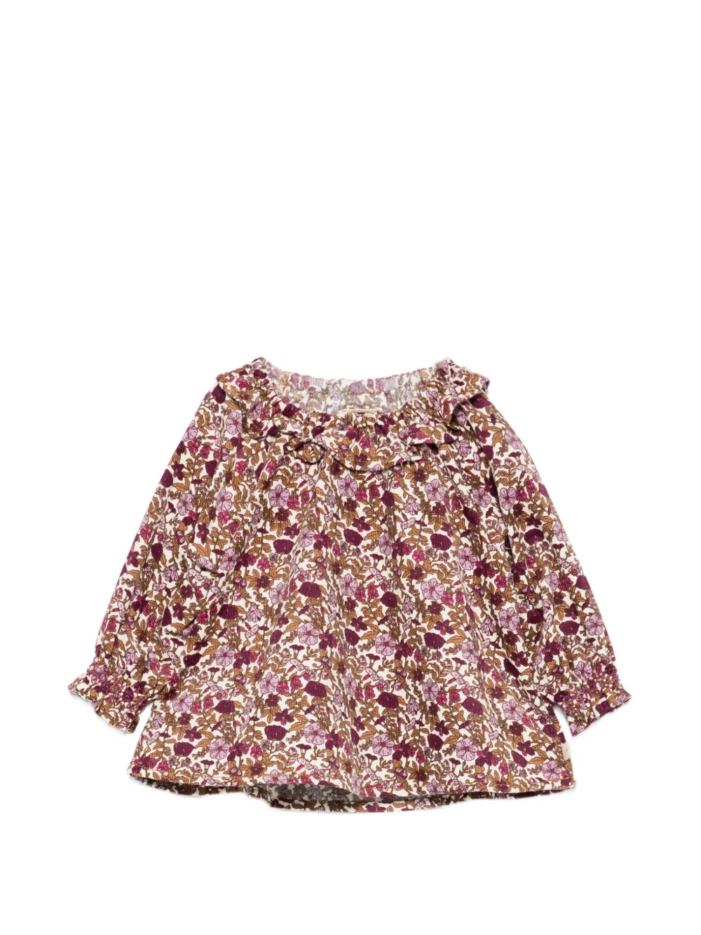 Bonton floral-print ruffled-neck blouse - Toni neutri