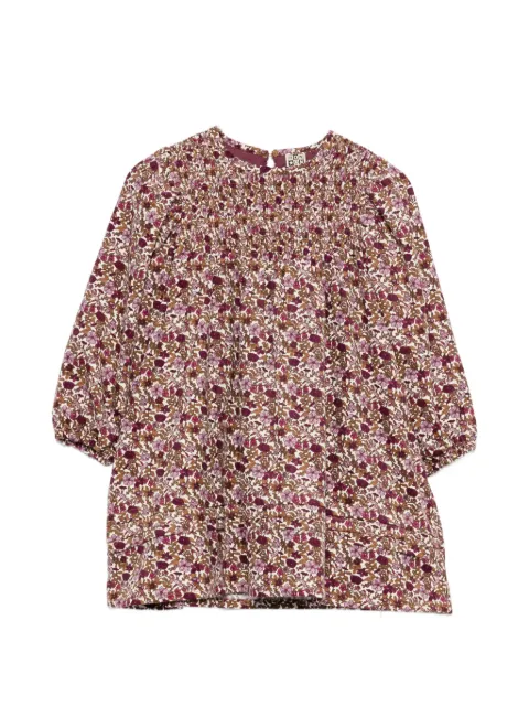 Bonton floral-print smocked-top dress