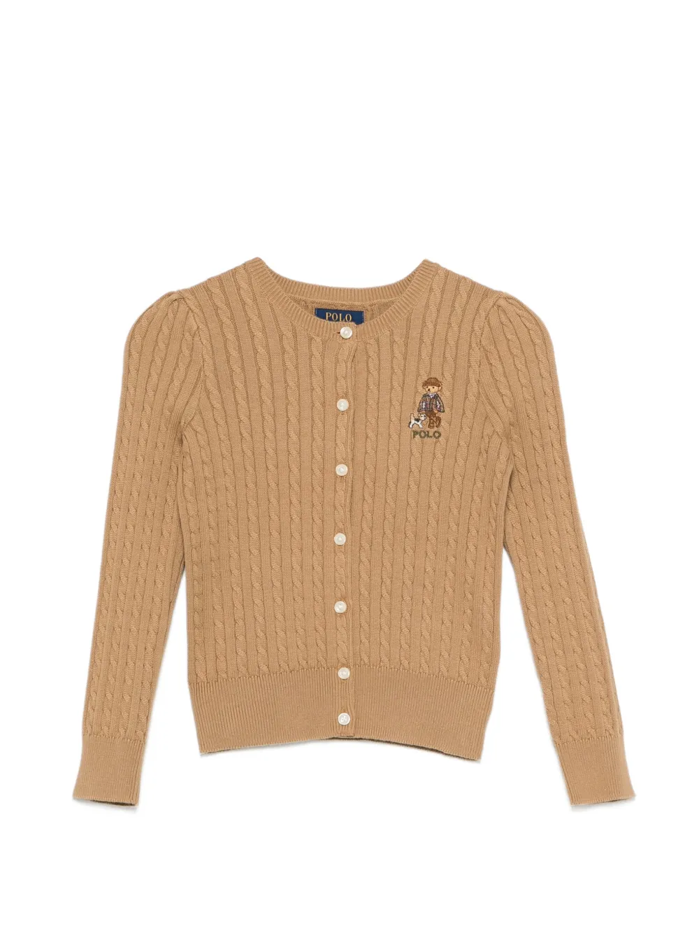 POLO RALPH LAUREN KIDS Polo Bear cable-knit cardigan - Marrone