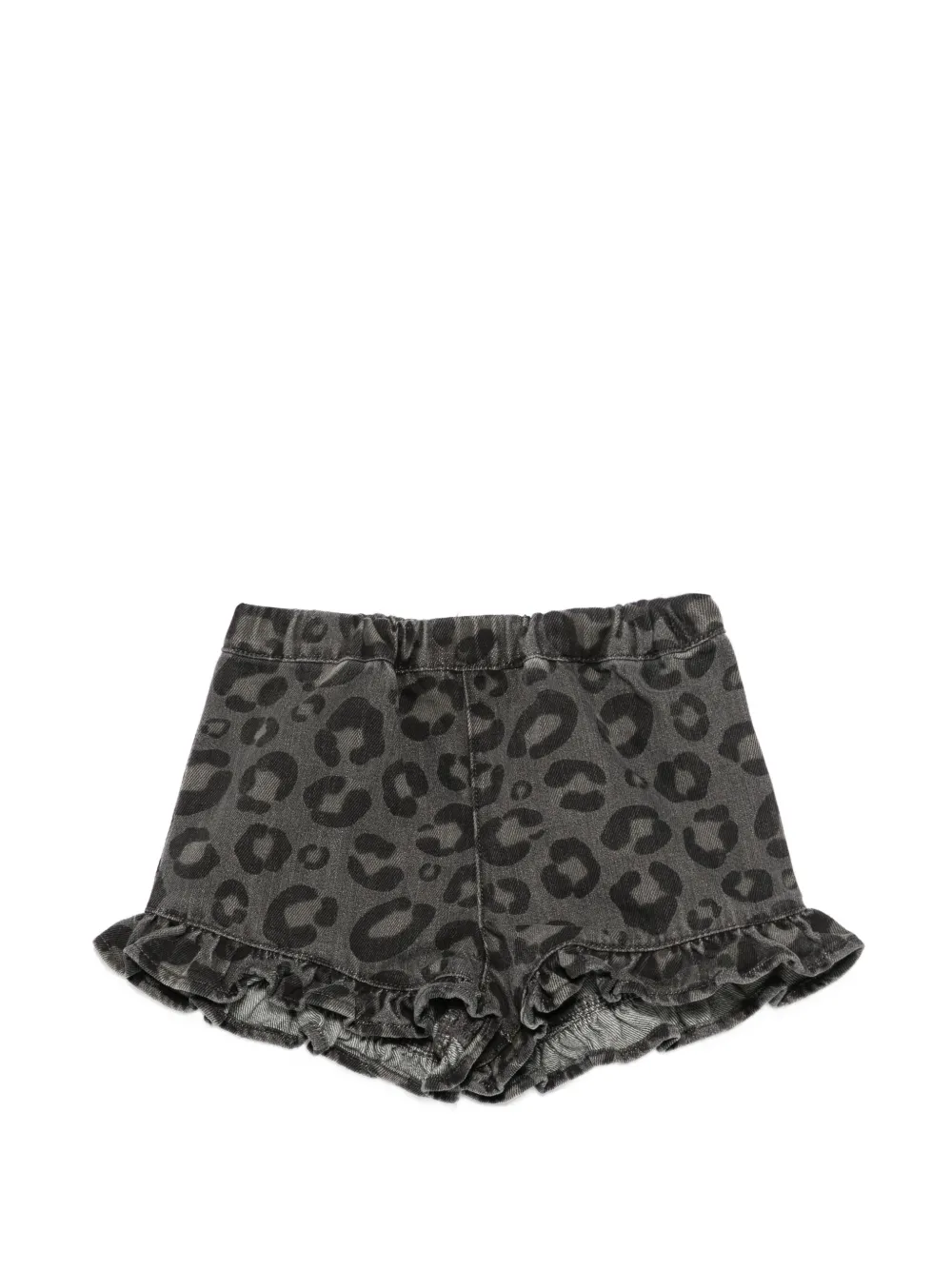 Douuod Kids leopard-print ruffled shorts - Grigio