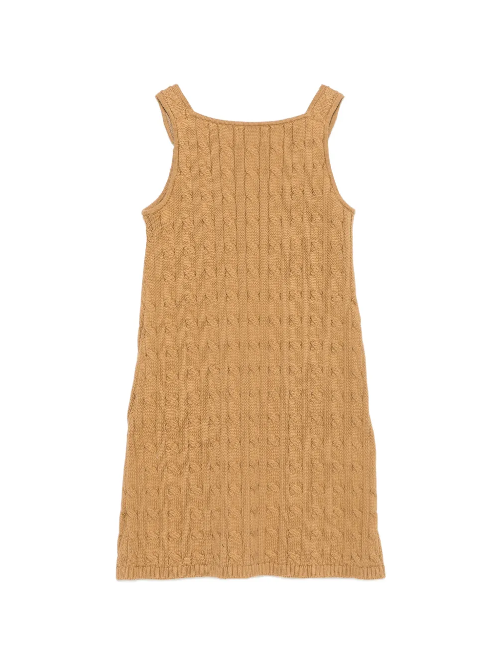 POLO RALPH LAUREN KIDS Kabelgebreide jurk met knoopbandje Beige