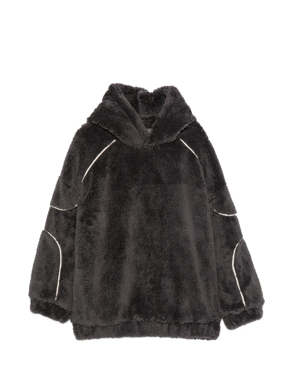 Douuod Kids fleece-texture contrast-trim hoodie - Grigio