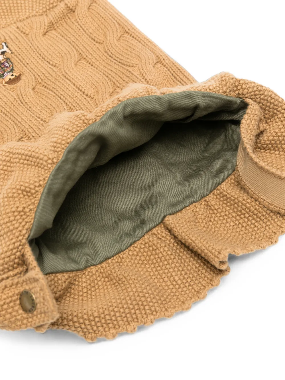 POLO RALPH LAUREN KIDS Polo Bear cable-knit shoulder bag Bruin