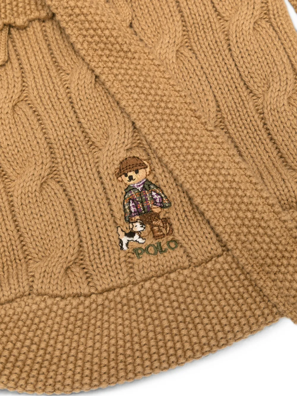 POLO RALPH LAUREN KIDS Polo Bear cable-knit shoulder bag Bruin