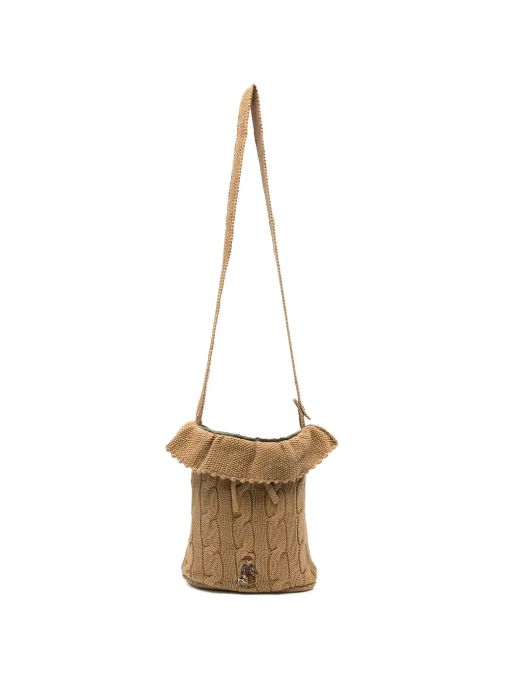 POLO RALPH LAUREN KIDS Polo Bear cable-knit shoulder bag - Marrone