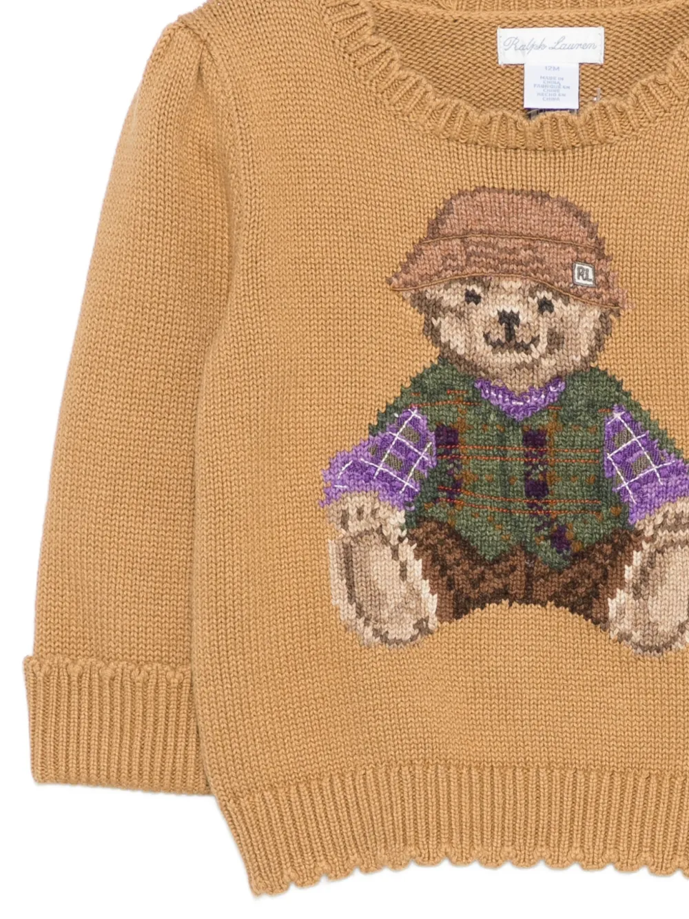 POLO RALPH LAUREN KIDS Polo Bear intarsia-knit sweater Beige