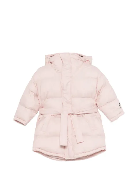 Douuod Kids belted hooded down jacket