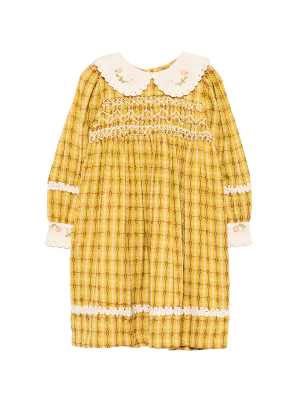 Bebe Organic ピーターパンカラー スモッキングワンピース | グリーン | Image 1