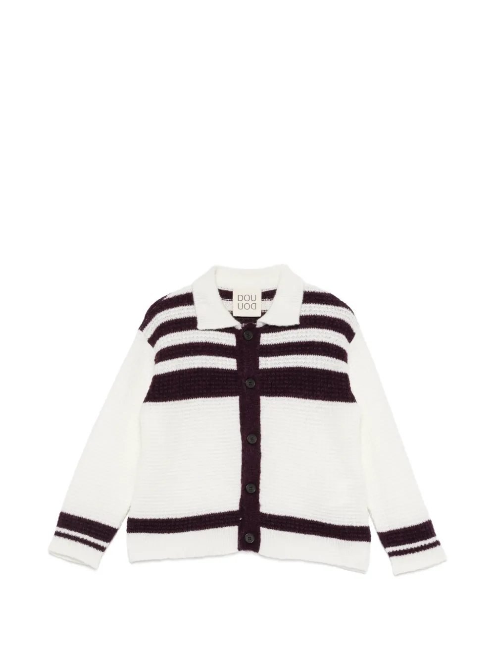 Douuod Kids striped collared cardigan - Bianco