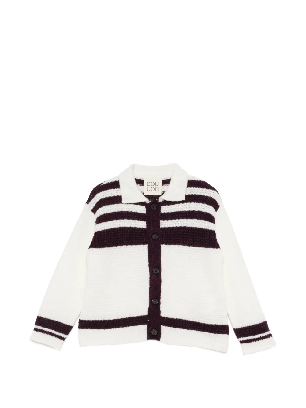 Douuod Kids cardigan à col et à rayures - Blanc Douuod Kids cardigan à col et à rayures - Blanc
