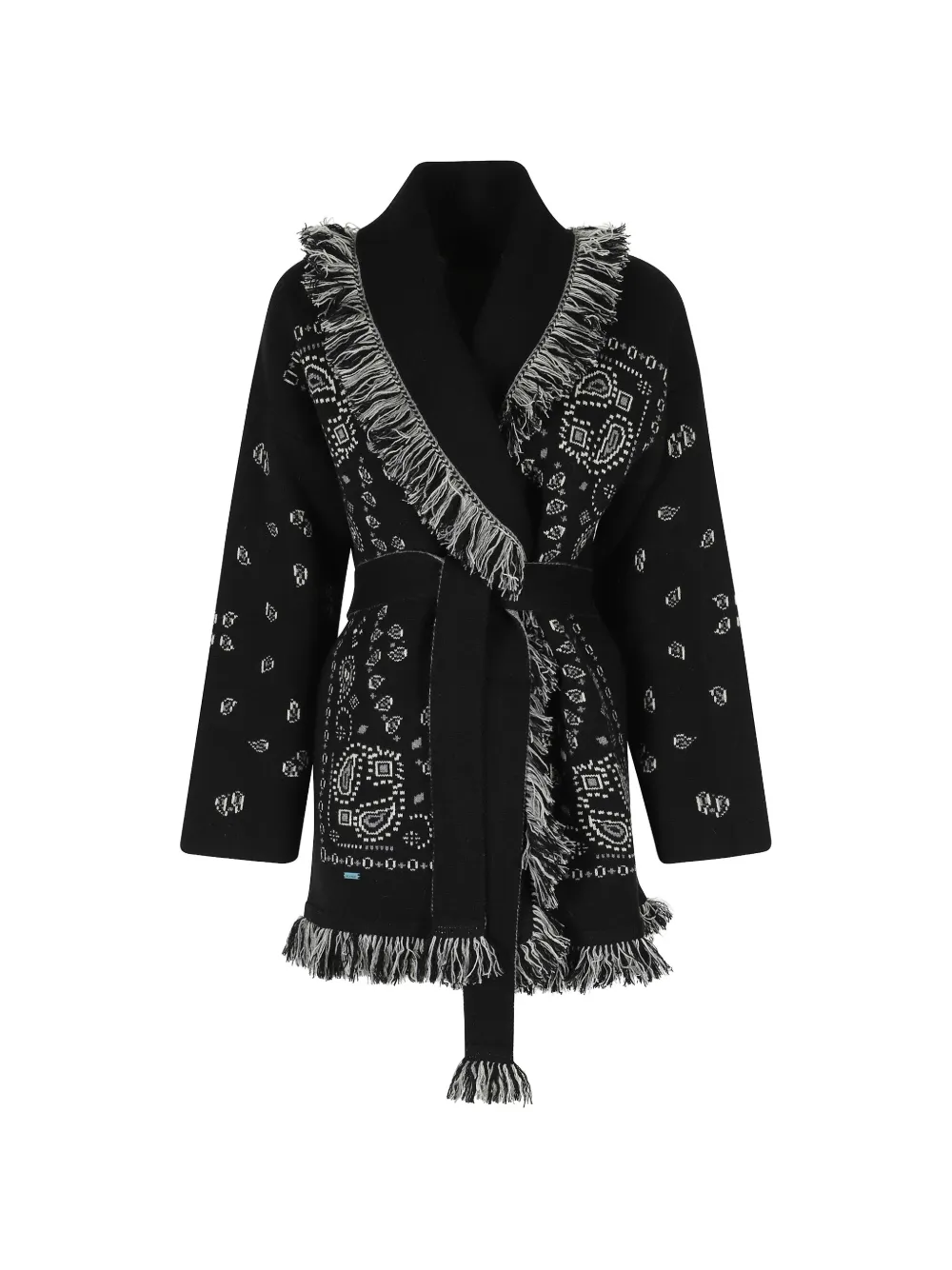 Alanui Bandana jacquard-knit fringed cardigan | Black | Image 1