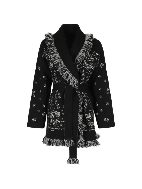 Alanui Bandana jacquard-knit fringed cardigan