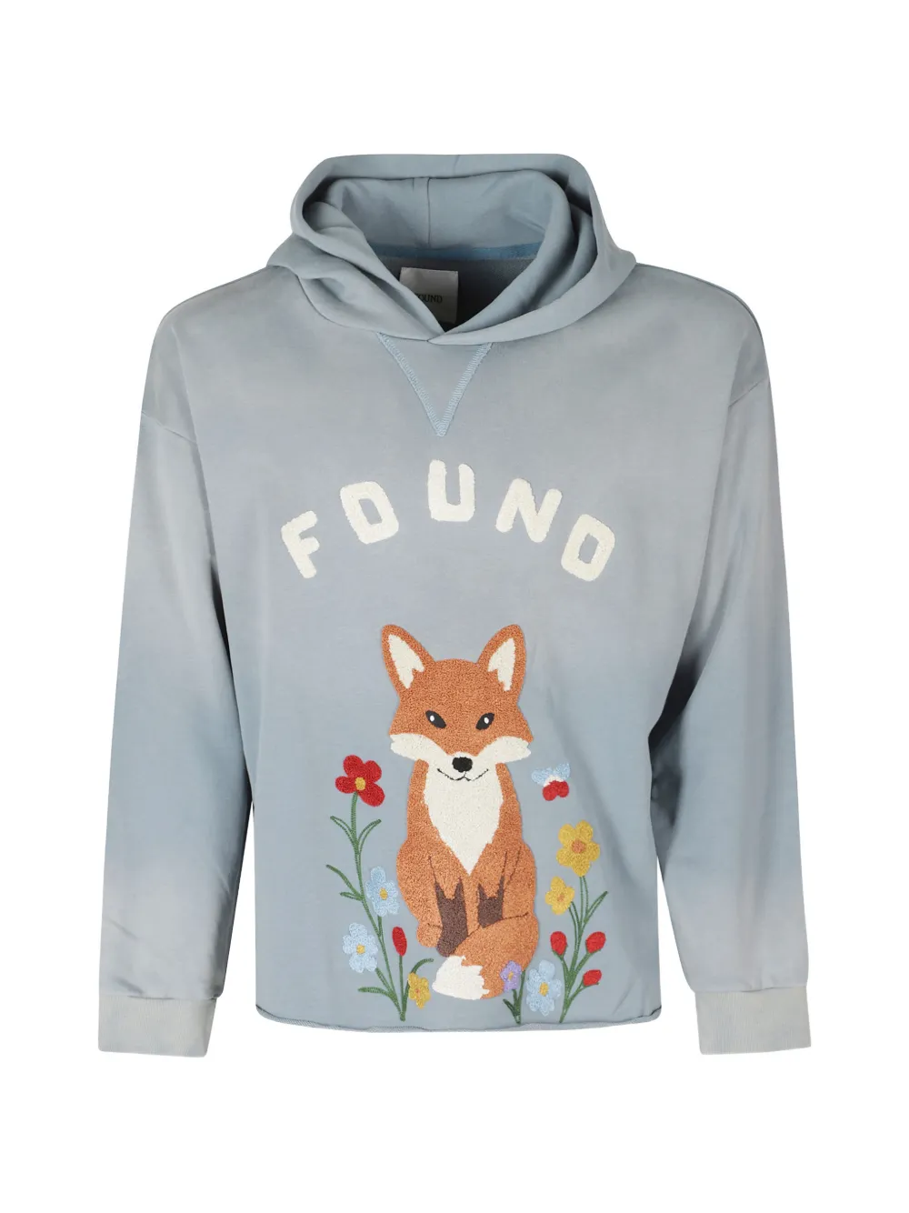 FOUND fox-patch embroidered hoodie | Blue | Image 1