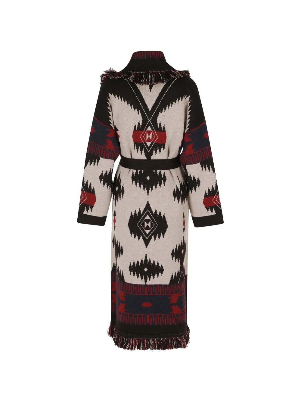 Alanui Icon jacquard fringe coat Beige