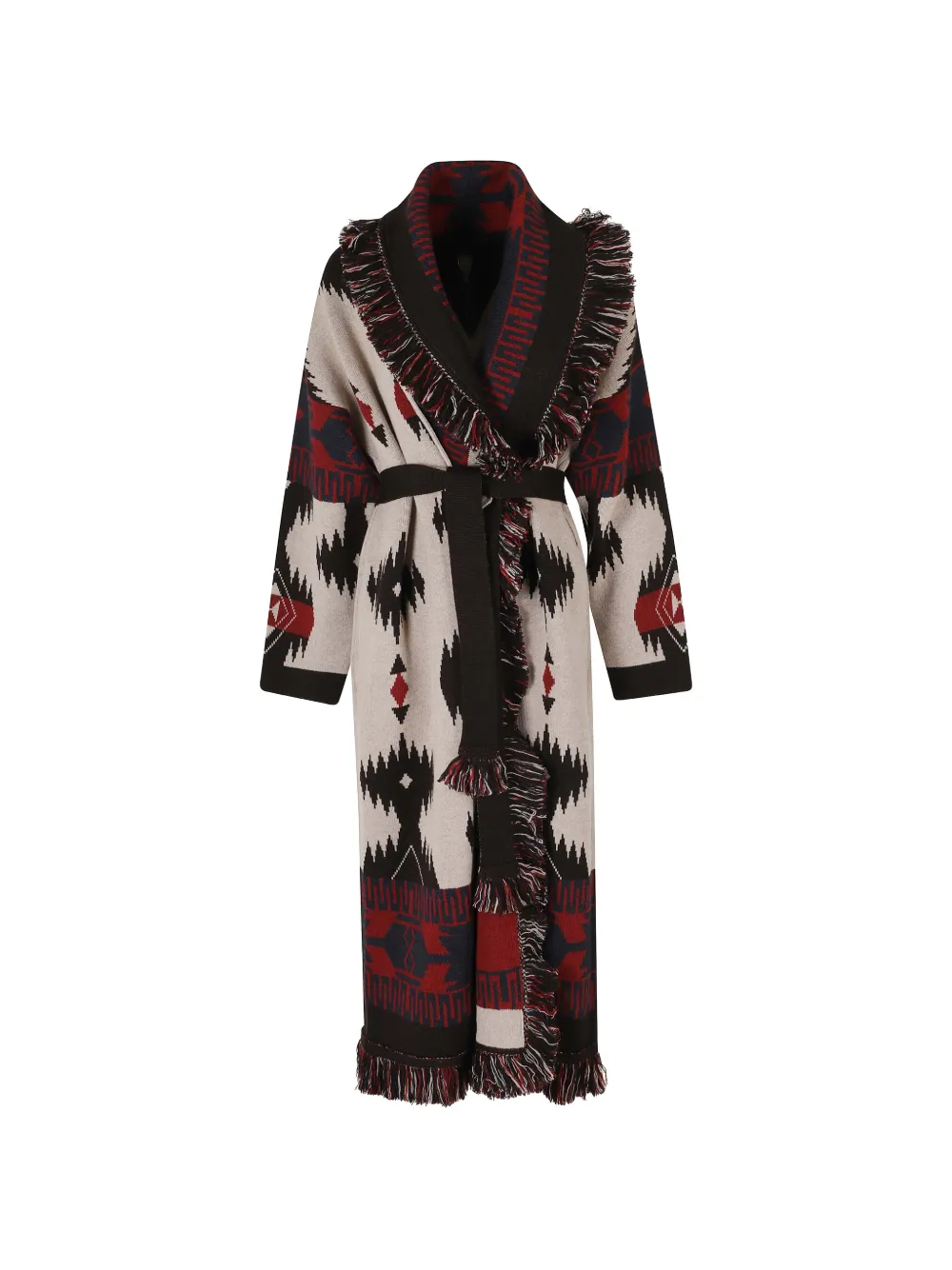 Alanui Icon Jacquard Fringe Coat In Neutral