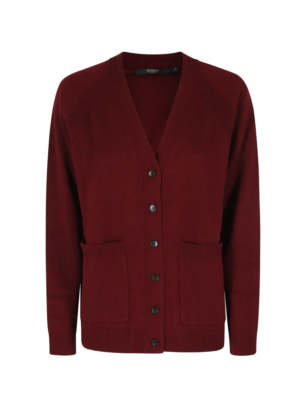 Seventy Patch-pocket V-neck Cardigan In Burgundy