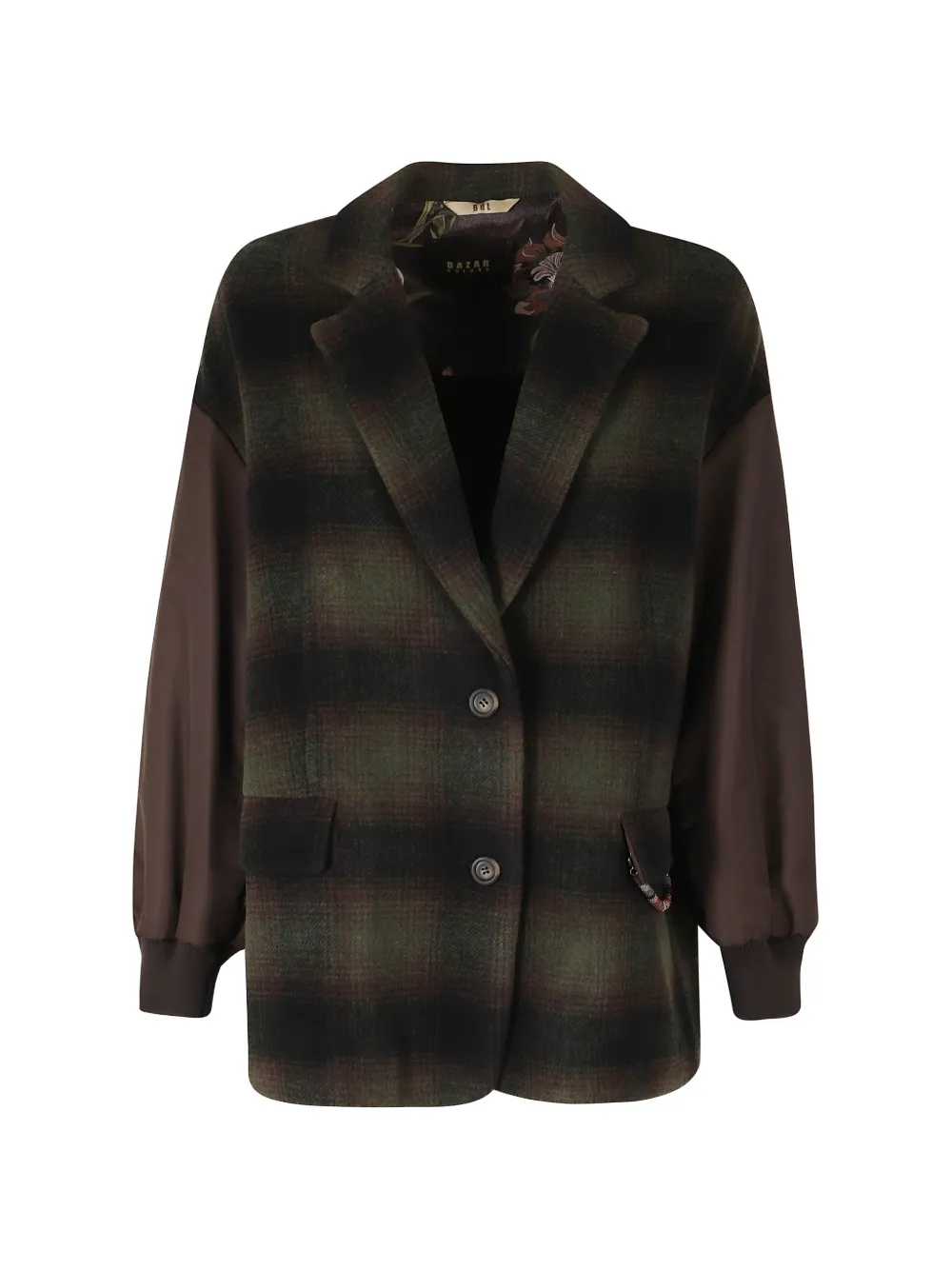 Bazar Deluxe check-pattern panelled jacket