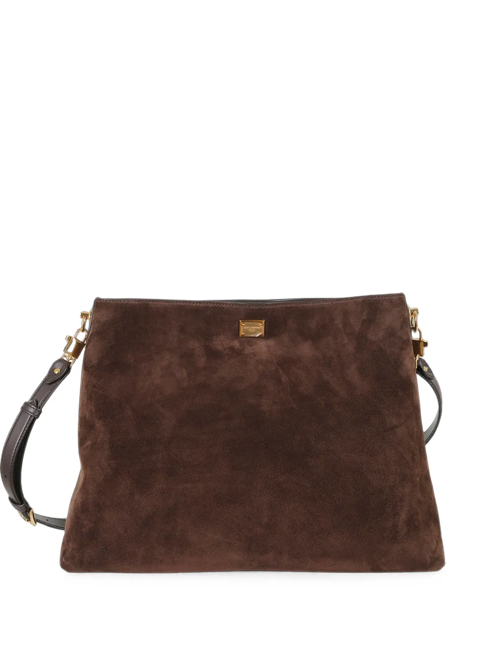 Dolce & Gabbana logo-plaque suede shoulder bag